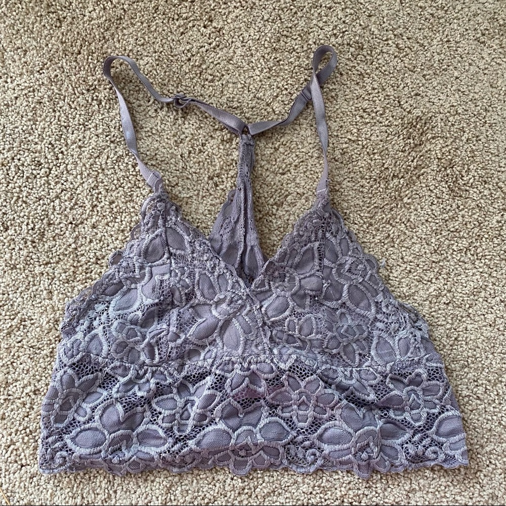 Gray Floral Lace Bralette